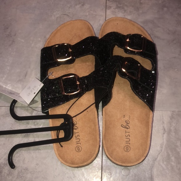 Black glitter summer slide sandal size 6 women brand new clogs spring shoe - Picture 3 of 5